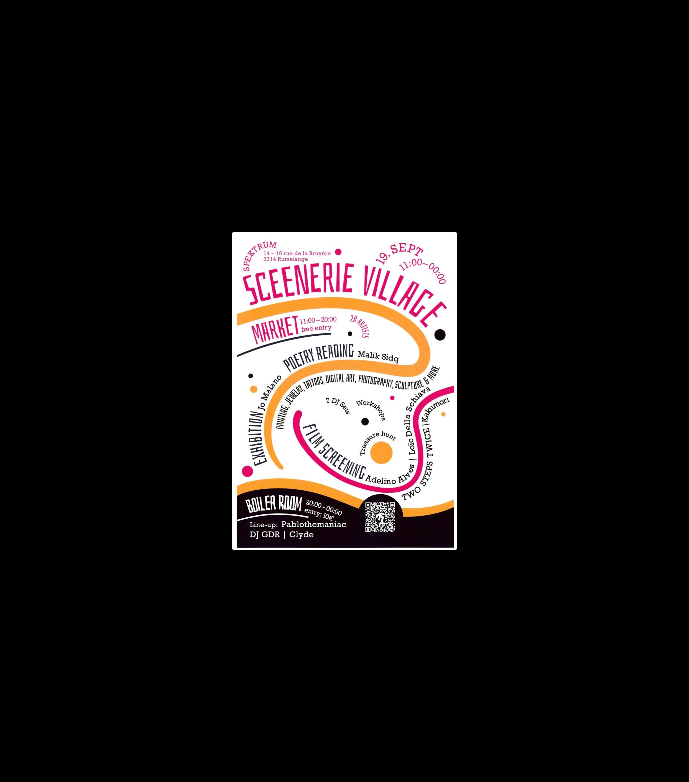 SCEENERIE VILLAGE-ART-MUSIQUE-FLIMS-POESIE-WORKSHOPS-FOOD-BOILER ROOM